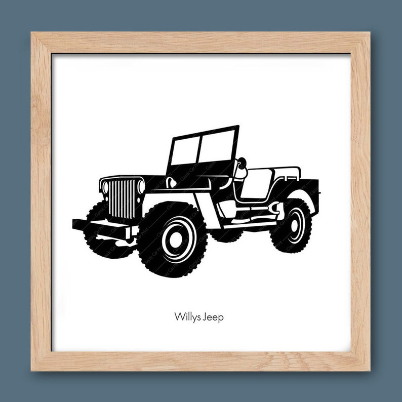 Willys Jeep, Classic Car Poster, Instant Digital Wall Art Print, American Classic, WW2 Jeep ...