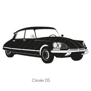 Citroen DS Pallas, French Classic Car, Vintage illustration, Voiture de France, PDF AI download Art, home print, poster, T-shirt, or mug