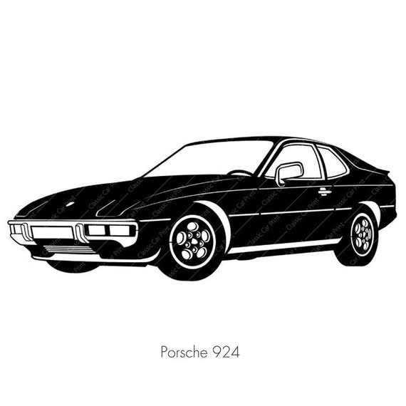 Porsche 924, German Classic Car Poster Art, Vintage Sport Car