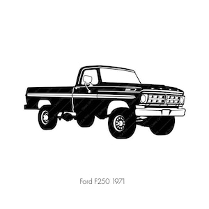 Ford F250 1971, USA Classic Car Poster, Pick-up Ford, American classic, F-series, vintage 70s, digital download pdf, mancave, T-shirt..