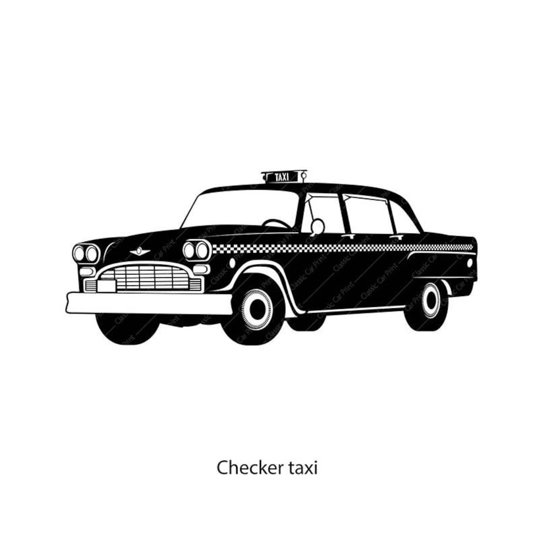 Checker Taxi, Classic Car Poster, Instant Digital Wall Art Print