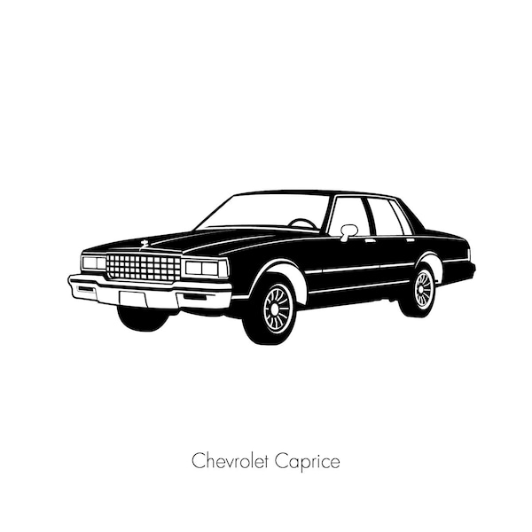 Chevrolet Caprice, Classic Car Art poster, instant digital download, American classic, home print, oldtimer illustration, retro vintage car