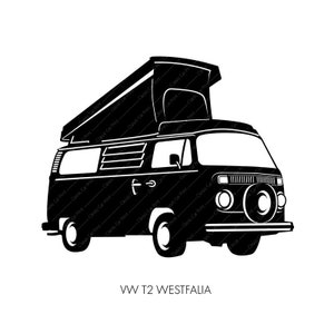 volksdagen T2 Westfalia, cartel de coche clásico, impresión de arte de pared digital instantánea, clásico alemán, impresión casera, ilustración antigua camper retro