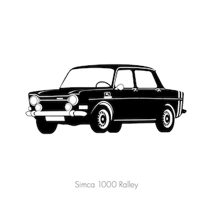 Simca 1000 rally Classic car poster, instant digital wall art print, French classic car, home print ,oldtimer illustration retro vintage car