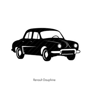 Renault Dauphine, Classic car poster, instant digital wall print, download pdf, tshirt,oldtimer illustration retro car, French classiccar