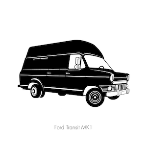 Ford Transit MK1, deutsches klassisches Van-Poster, Oldtimer-Illustration Retro-Oldtimer, sofortiger digitaler Download als PDF, Wandkunst-Heimdruck &#39;60