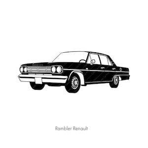 Renault Rambler,Classic car poster, instant digital wall art print, download,tshirt,home print ,oldtimer illustration retro car,French car