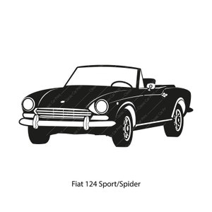 Poster di auto d'epoca Fiat 124 spider, stampa artistica da parete digitale istantanea, auto d'epoca italiana, casa, auto sportiva fiat, fiat convertibile, auto d'epoca,