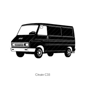Citroen C35, French Classic Car, instant digital download Art, home print poster, oldtimer illustration retro car, for T-shirt, mug or