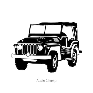 Austin Champ, Classic car poster, instant digital art, british classic car, home print, oldtimer illustration retro, vintage vehicle 4x4, y