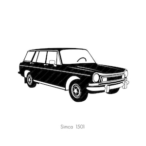 Simca 1501 break Classic car poster, instant digital wall art print, French classic car, home print ,oldtimer illustration retro vintage car