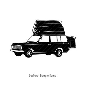 Bedford Beagle Roma Classic car poster, instant digital wall art print, British classic, oldtimer illustration retro vintage camper download