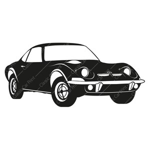 Opel GT, poster di auto d'epoca, stampa artistica da parete digitale istantanea, classico tedesco, stampa domestica, illustrazione di auto d'epoca retrò