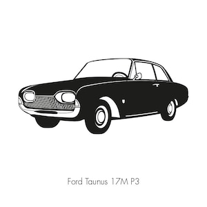 FORD TAUNUS 17M P3, deutsche Oldtimer-Plakatkunst, Oldtimer-Illustration Retro-Oldtimer, digitaler Download, Heimdruck, DIY, Mancave-Geschenk