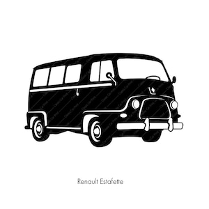 Renault Estafette, Classic car poster, instant digital wall art print, download,tshirt,home ,oldtimer illustration retro car,French car, van