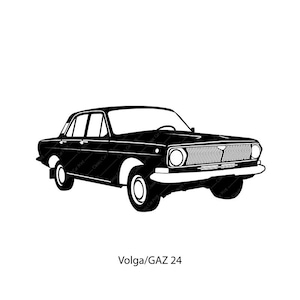 Volga / GAZ 24, Classic car poster, instant digital wall art print, ussr classic car, oldtimer illustration retro, vintage car, 1970s cars