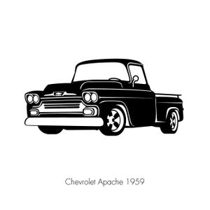 Chevrolet Apache 1959, Classic car poster, instant digital download wall art American classic, home print, oldtimer illustration retro truck