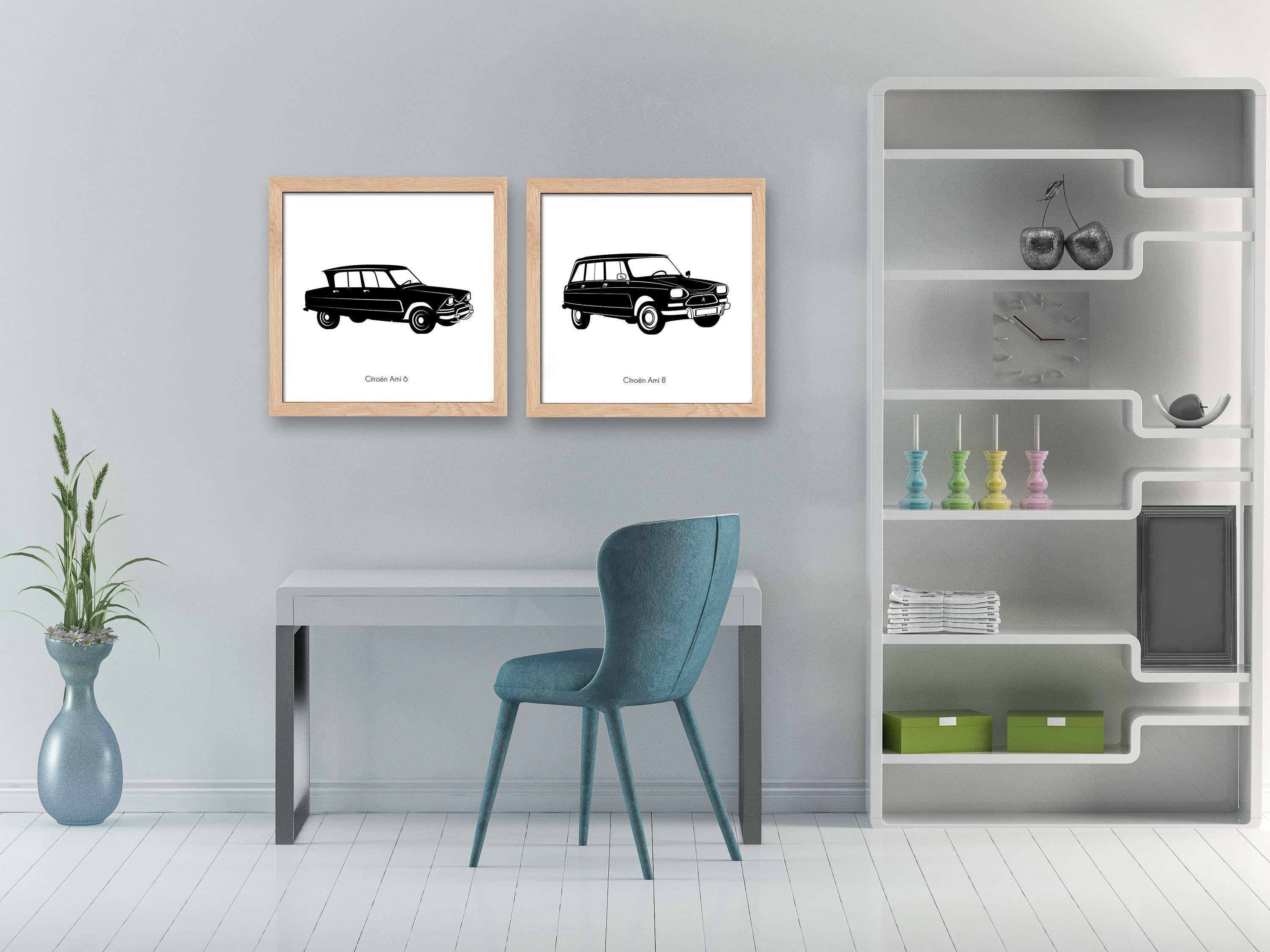 Citroen Ami 8, French Classic Car, Instant Digital Download Art