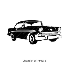 CHEVROLET BEL AIR 1956 Classic car poster, instant digital download to print, wall Art American classic, oldtimer illustration retro, Chevy