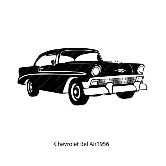シボレー ベルエア 1956 クラシックカー ポスター、インスタント