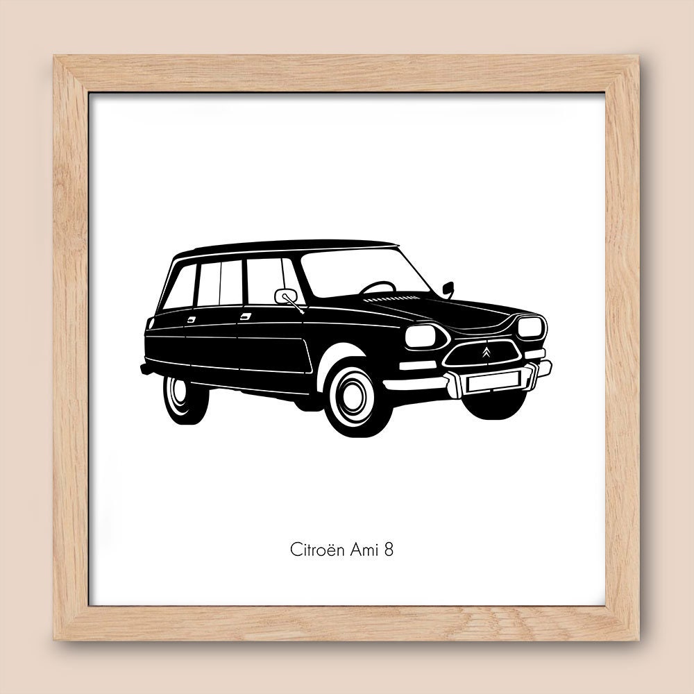 シトロエン AMI ヴィンテージ ポスター Citroen Ami 8, French Classic Car, Instant Digital Download Art