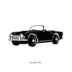 Triumph TR4, poster di auto d'epoca, stampa artistica da parete digitale istantanea, auto d'epoca britannica, casa, auto retrò con illustrazione d'epoca, auto sportiva vintage