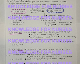 Vasoactive Medications Quick Study Guide for Nurses/Nursing Students, Digital Copy
