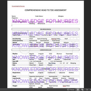 Comprehensive Head to Toe Assessment for Nursing Students, New Grads, Nurses