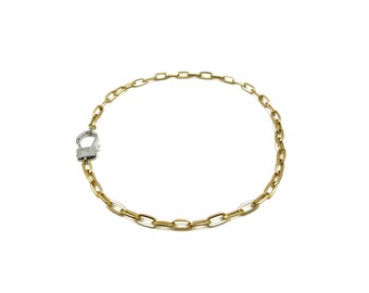 Chunky matte gold chain with large crystal  cz lobster clasp