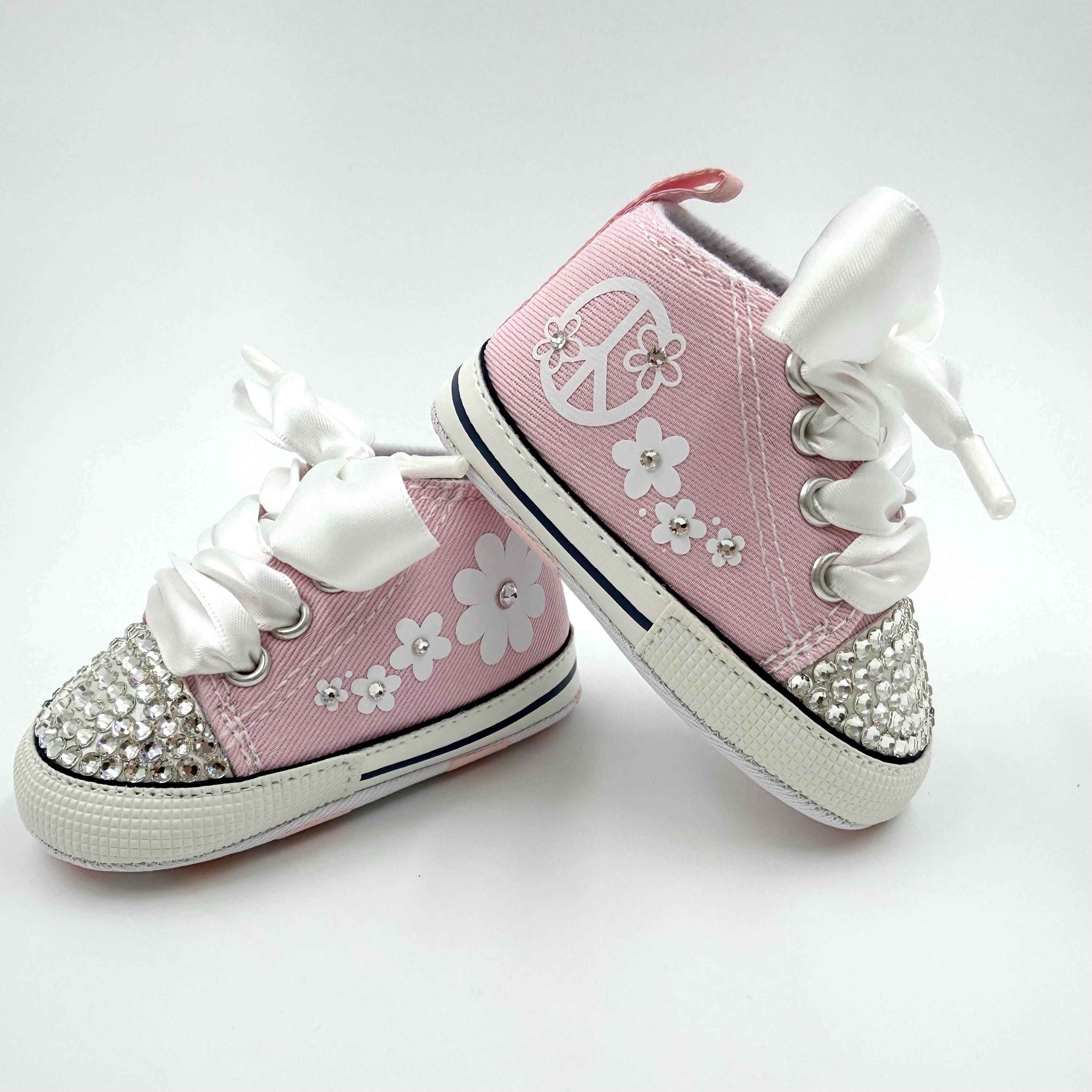 Crystal Embellished Baby Sneakers, Rhinestone Infant Shoes, Crib ...