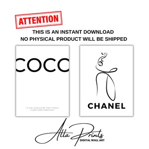Set of 2 Digital Fashion Wall Prints Set, COCO Wall Art, Coco Quote ...