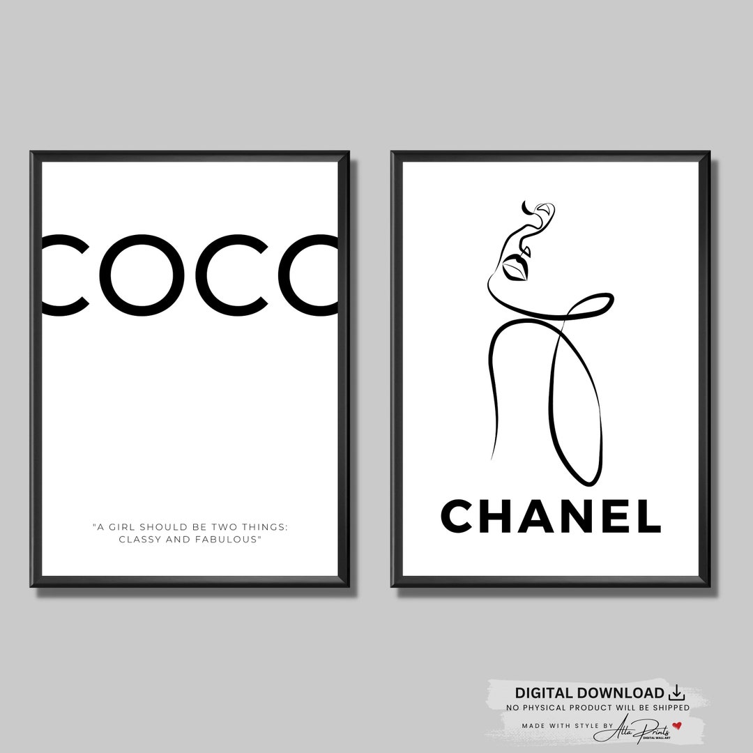 Set of 2 Digital Fashion Wall Prints Set, COCO Wall Art, Coco Quote ...
