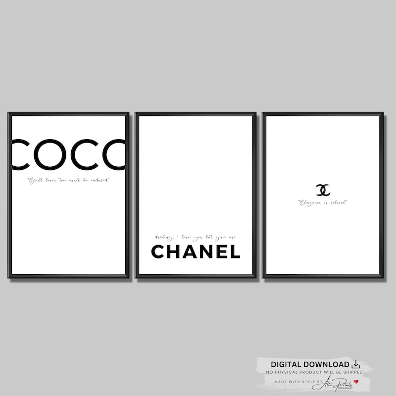 Chanel Wall Art Set of 3 - Etsy