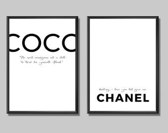 Set of 2 Fashion Prints, COCO Wall Art Set, Fashion Printable, Fashion Wall Decor, Modern Wall Art, Digital Prints