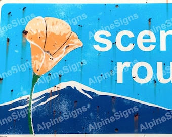 California Scenic Route Poppy Sign - Aluminum for Outdoors