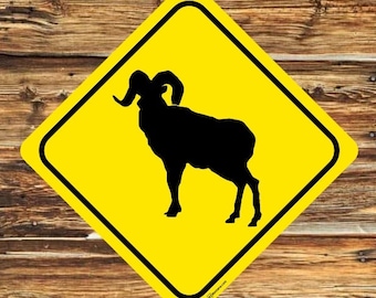 Big Horn Sheep Crossing Sign - Montana Wildlife Sign - Aluminum for Outdoors