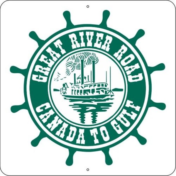 Great River Road highway route sign - Minnesota, Wisconsin, Iowa, Illinois, Missouri, Kentucky, Tennessee, Arkansas, Mississippi, Louisiana