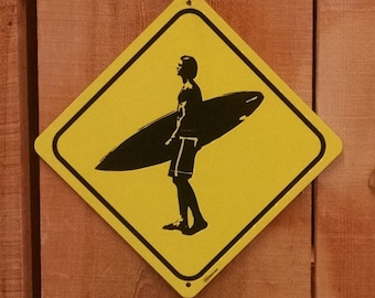 Surfer Crossing Sign, Beach Vacation Sign, California Beach Sign, Hawaii Beach sign, Gift for Surfer