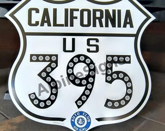 Retro Antique 395 California Old Replica Interstate Highway Sign - 15.5"x15" -Very durable and weather proof. Will not rust. NON-Reflective