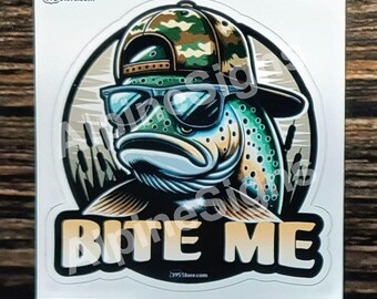 Bite Me Trout fishing sticker decal