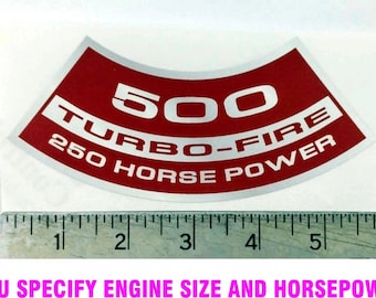 Custom Chevy Turbo-Fire Air Cleaner sticker decal Any CID Any HP