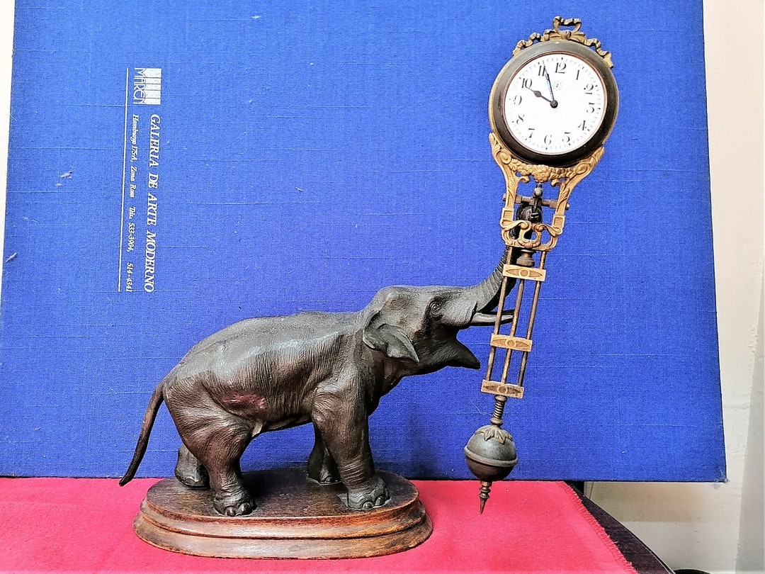 Elephant Clock Junghans Swinger Germany Antique Clock Elephant Etsy