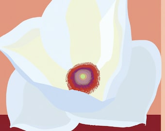White Flower, Digital Wall Art, Modern American Art, Bold and Creative