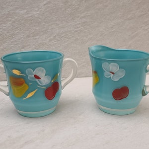 Vintage 1950&#39;s Bartlett Collins Hand Painted Sugar Bowl and Creamer