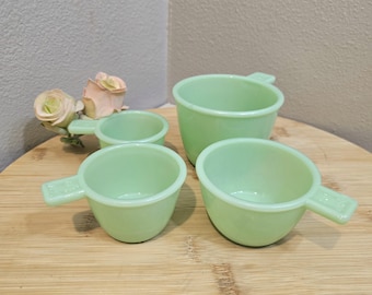 Vintage 1950s Jadeite Glass Measuring Cups Set of 4