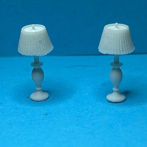 3D resin printed O scale 1:48 model of bedroom lamps, white matte resin - set of 2. Can be made in S scale too; email me for prices