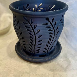 Orchid Pot Medium (4 inch / 10.2 cm Diameter) 3D Printed Charcoal Gray/Gunmetal Filament, Fern Design Satin Finish listed in other sizes too