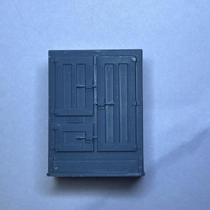 3D resin printed O scale Quarter scale 1:48 Alaska brand 1920’s home ice box; gray resin