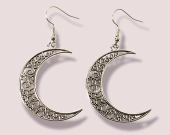 Moon Earrings, Silver Moon Earrings,  Sterling Silver Earrings,  Moon Jewelry