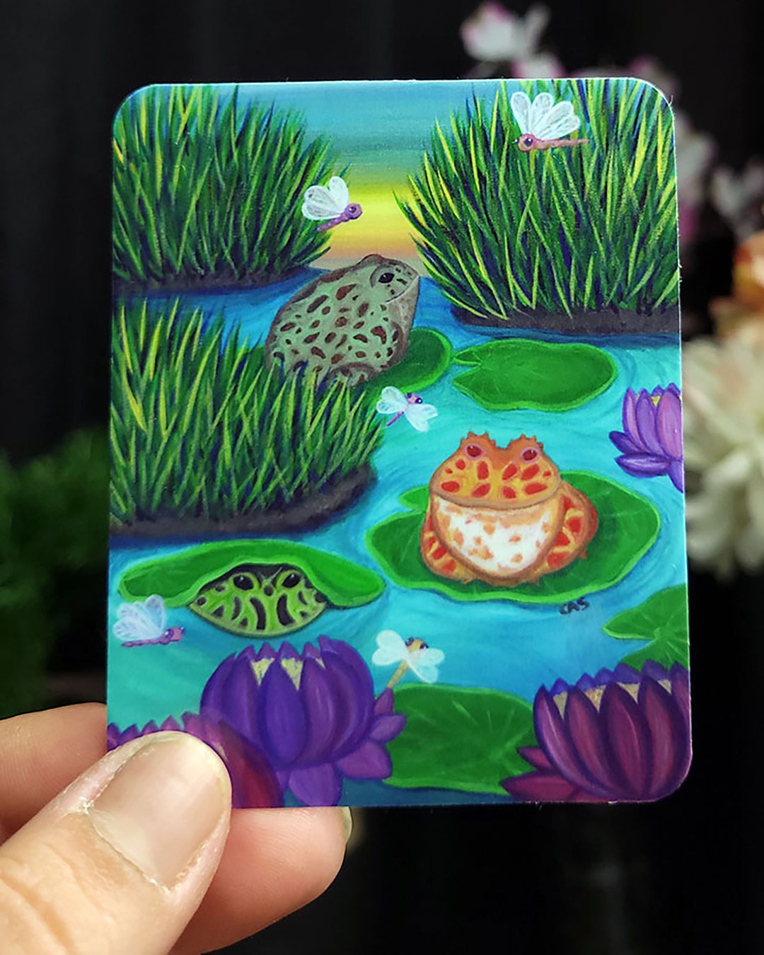Frogs and Lily Pads Glossy Vinyl Sticker Etsy